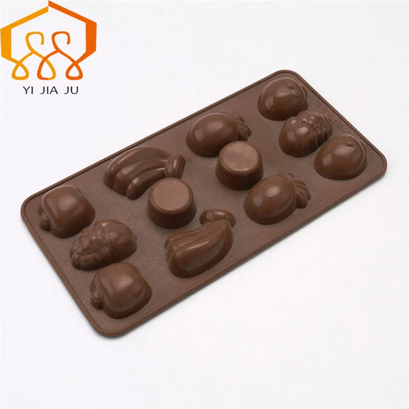 

Cake Tools Kitchen Bakeware Handmade DIY 12 Holes Fruit Shaped Chocolate Silicone Mold Baking Tray Cake Decoration