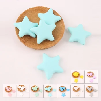 

Bite Bites Silicone Beads 5PCS Star Shaped Baby DIY Chewing Pacifier Chain Teething Toy BPA Free Silicone Beads For Baby Teether