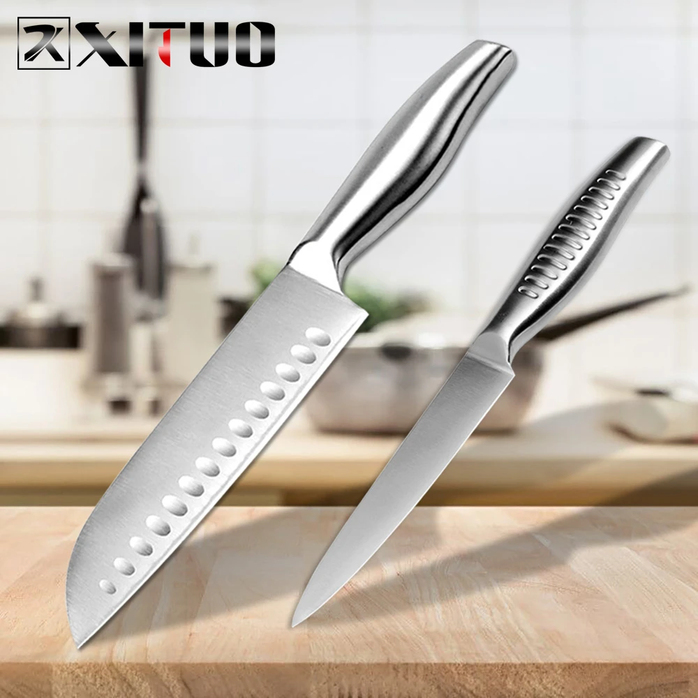 XITUO "+ 7" лучший набор ножей, универсальный нож Santoku, кухонный нож из нержавеющей стали, нож для очистки фруктов, нож для очистки овощей, кухонный инструмент