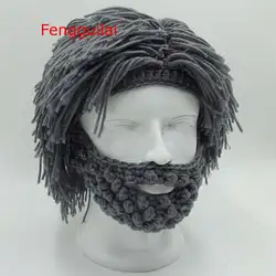 Мужская вязанная ручная работа 2019 зимняя вязаная шляпа с усами Beanies Face Tassel теплая шапка забавная шапка подарок