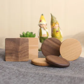 

1 Pcs Durable Walnut or Beech Wood Coasters Placemats Decor Square Round Heat Resistant Drink Mat Table Tea Coffee Cup Pad