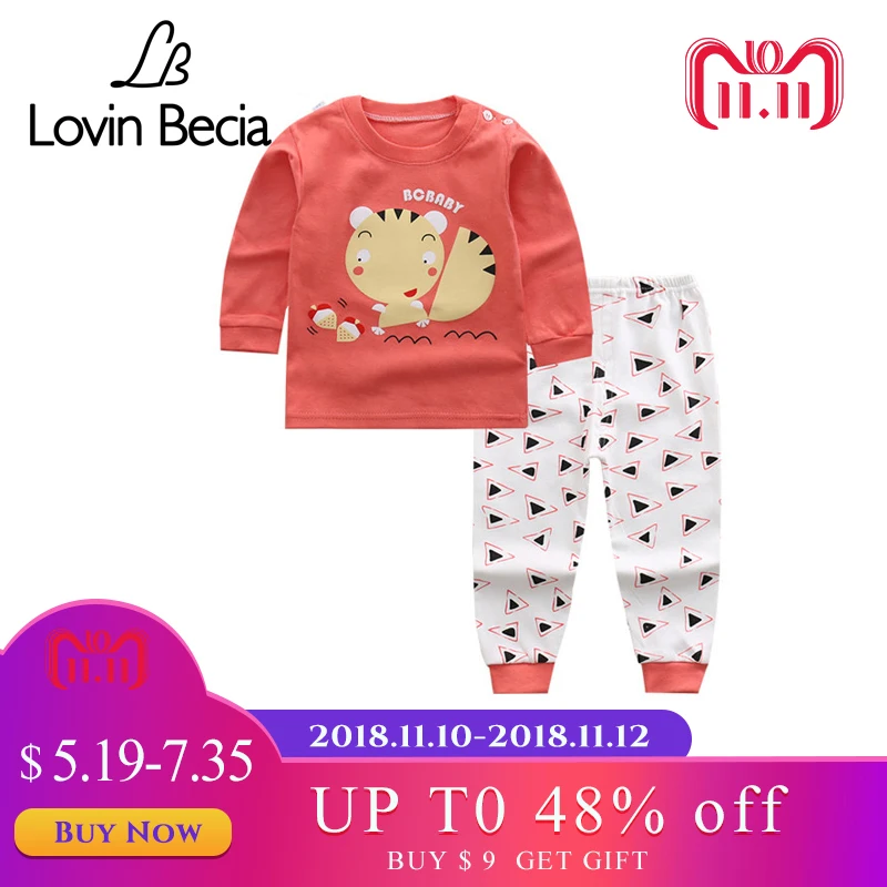

Lovinbecia Autumn winter Animals Baby Clothes Kids Boys Cotton Long Sleeve tracksuits infant Girls warm Clothing Children Sets
