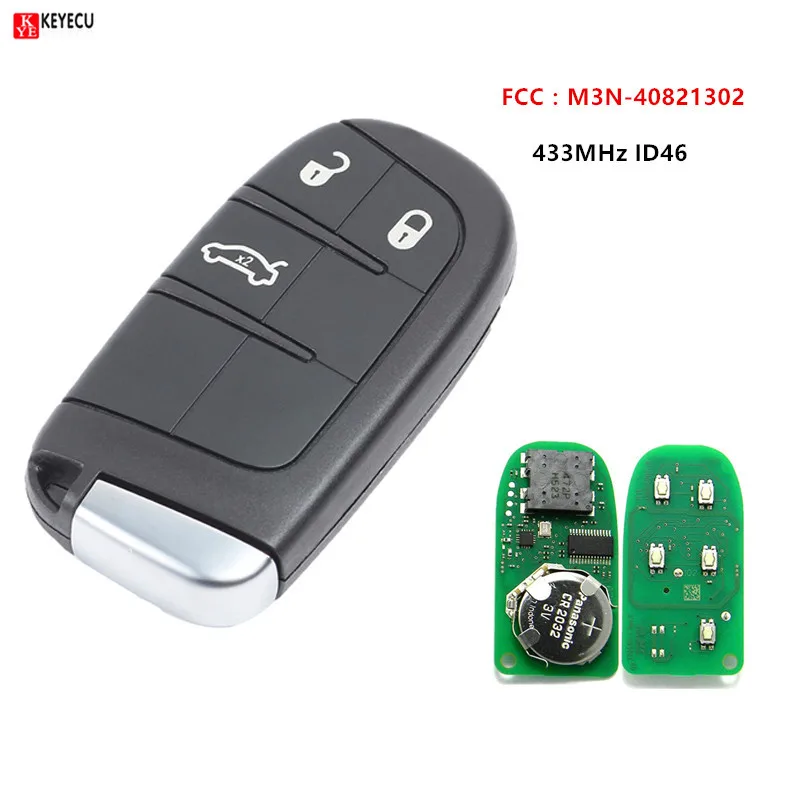 Дистанционный смарт ключ брелок 3 Button 433MHz ID46 для Chrysler 300 Dodge Challenger зарядное