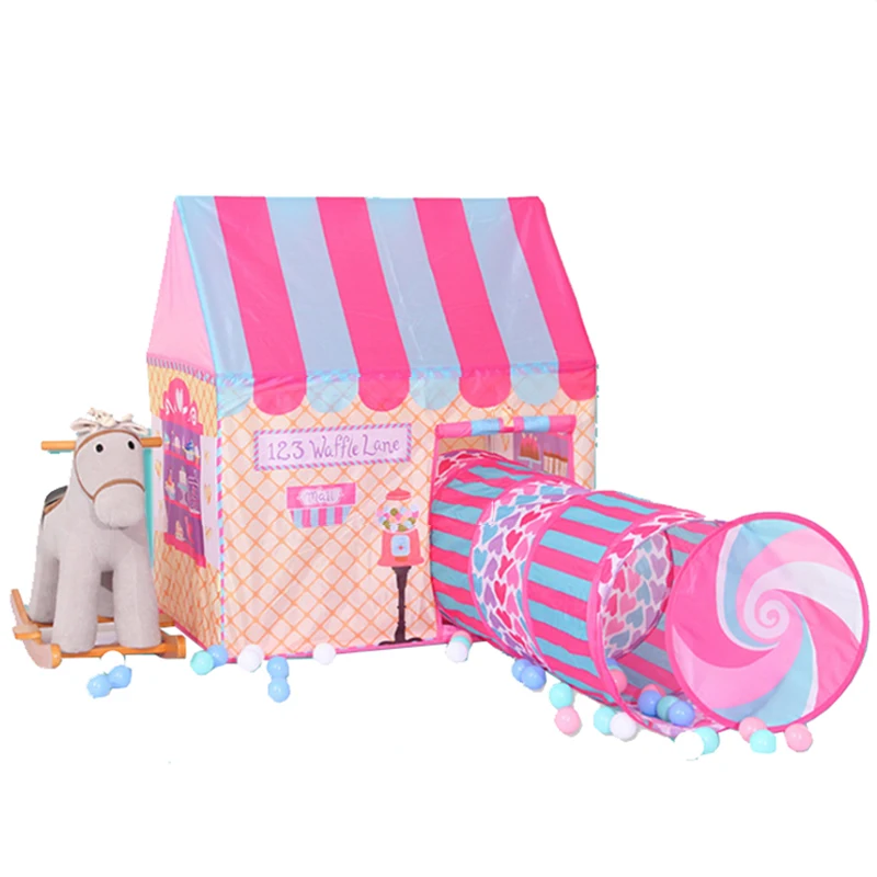 Kids Toy Tents Play Tunnel Pop Up Foldable Playhouse Princess Castle Outdoor Camp Tipi Pipeline Crawling Huge Yard Ball lodge  (2)