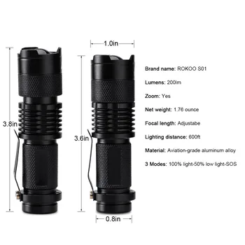 

'The Best' High Power Tactical Handheld LED Mini Flashlight 3 Modes Zoomable Waterproof Lamp Light for Camping 889