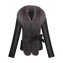 Благородная зимняя куртка женская одежда имитация лисы мех меховой воротник пальто новейшая имитация овечьей кожи одежда женские пальто
