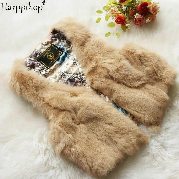 new genuine rabbit fur vest women's short rabbit fur coat winter fur vest Free shipping custom plus size