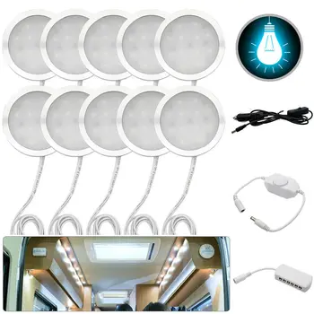 

10pcs 12V Interior LED Spot White Lights 2.5 W For Volkswagen T4 T5 Camper Van Caravan Motorhome Car Interior White Lights 6500K