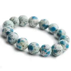 Натуральный K2 синий вулканической синий драгоценный камень растягивающийся Кристальный большие круглые бусины Браслеты женские Для