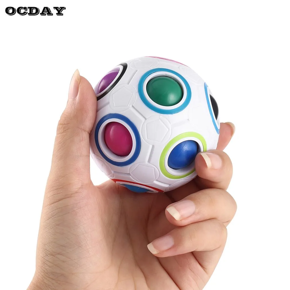 

Creative Rainbow Football Spherical Magic Cube Toy Puzzles Kids Educational Toys Magic Rainbow Ball For Children Adult New Sale