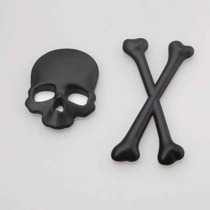 

BBQ@FUKA Black Motor Auto Car Metal 3D Skull Cross Bones Badge Emblem Sticker Decal Fit for BMW X1 X3 X5 M2 M5 3 5 7 Series ect