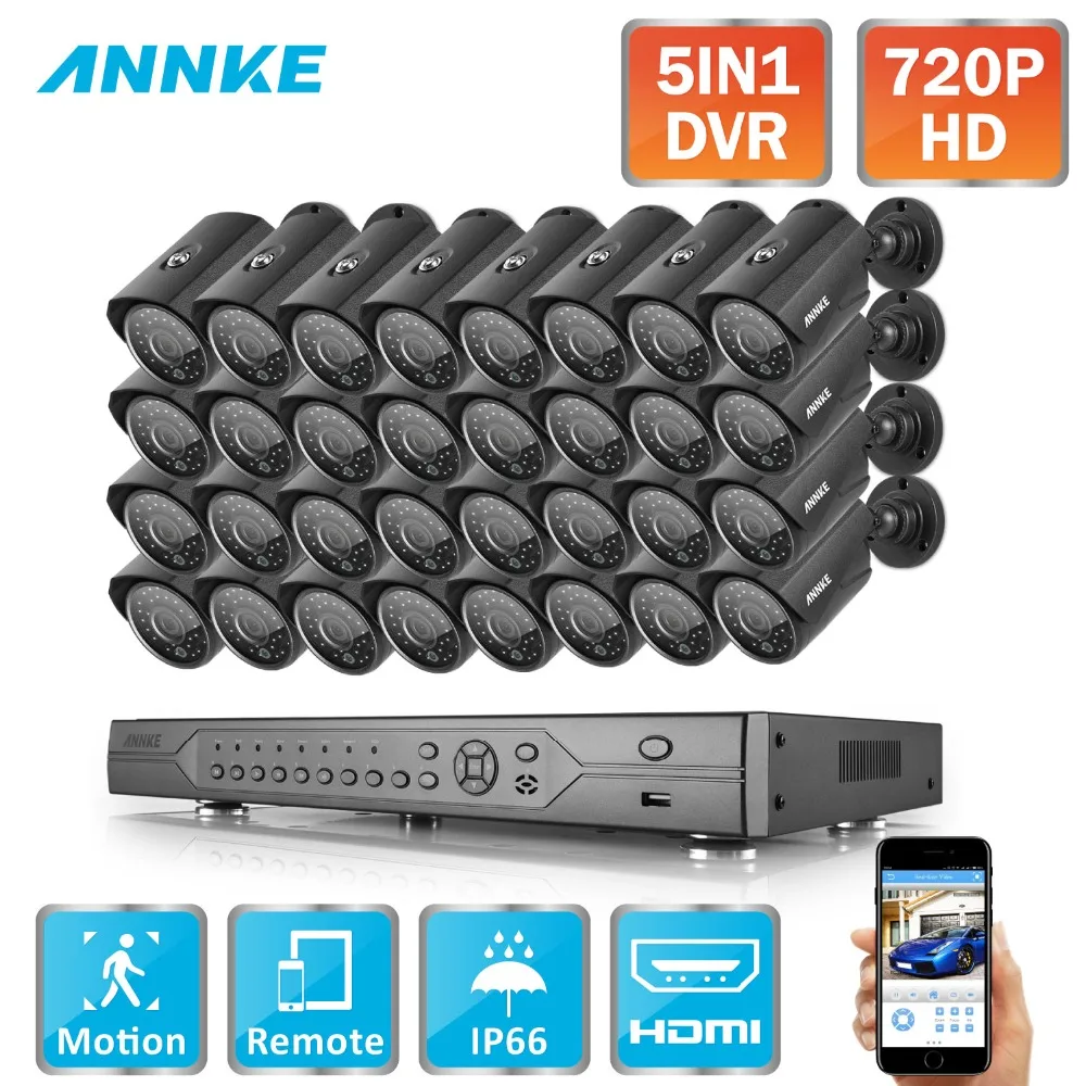 

ANNKE 32CH HD 720P Video 5in1 1080N HDMI DVR NVR HVR 32pcs Smart IR Outdoor Weatherproof CCTV Camera Home Security System Onvif