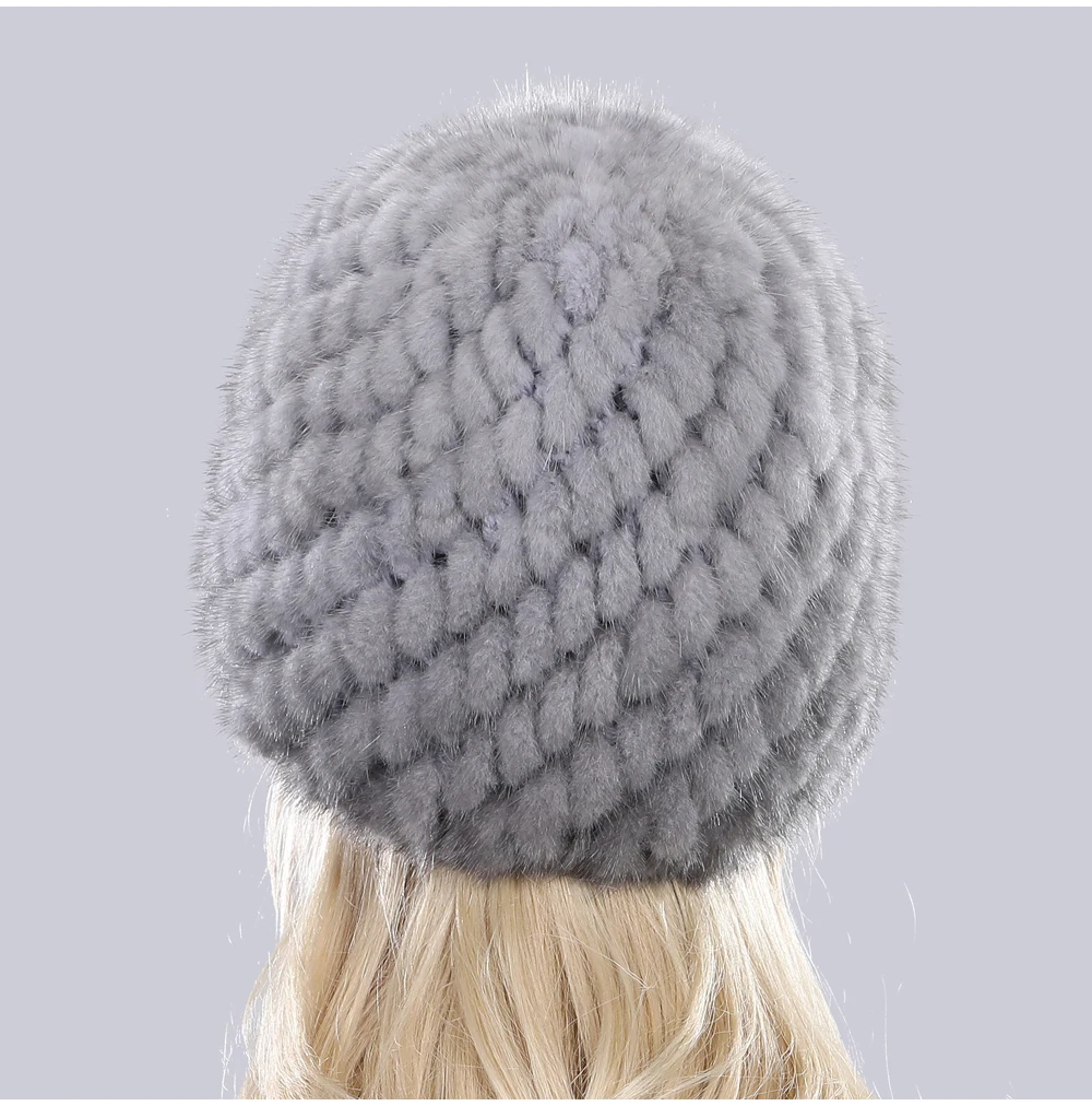 Женская зимняя вязаная шапка из 100% натурального меха норки, натуральная теплая, хорошая эластичность, меховая шапка для русской леди