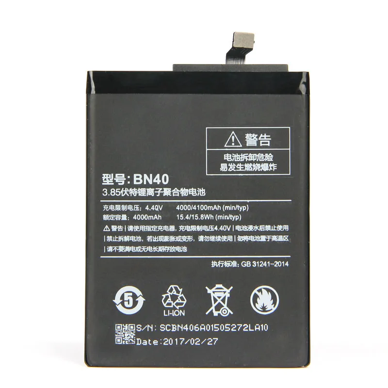 

ISUNOO New Phone Battery For Xiaomi Redmi 4 Pro Prime 3G RAM 32G ROM 4000mah BN40 Redrice 4 Hongmi4 Mobile Phone Battery + Tools