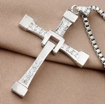 

The Fast And Furious Vin Dominic Toretto Real 925 Sterling Silver Cross Necklaces Pendants