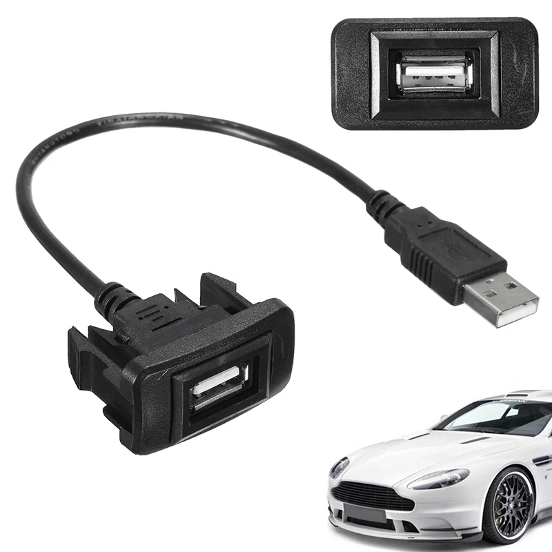 JX-LCLYL Car Dashboard Flush Mount 2.0 USB Extension Lead Cable Adapter Cord For Toyota
