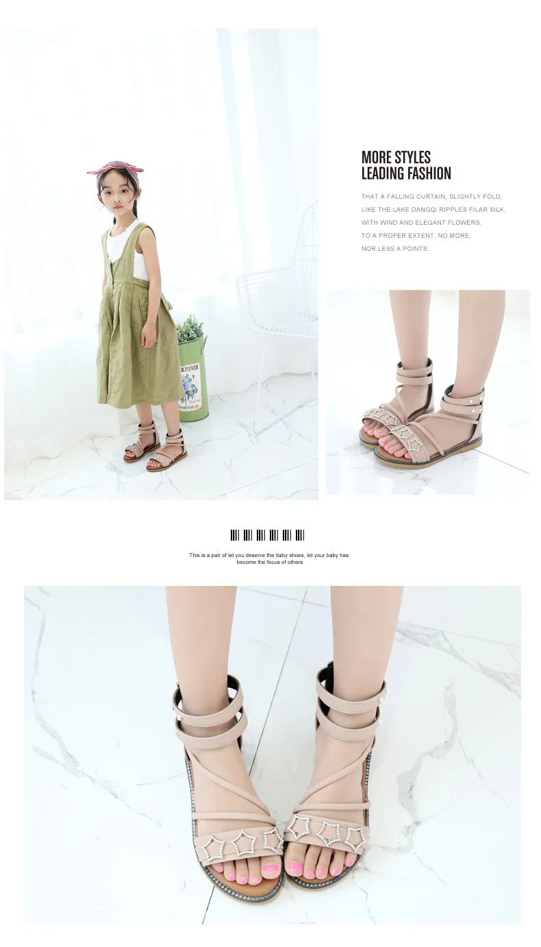 Женские римские сандалии г. Новая Корейская летняя детская обувь принцессы с открытым носком школьные сандалии для девочек детская обувь Размер 27-37
