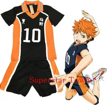 Haikyuu Karasuno Hinata Shyouyou школьная форма Трикотажный костюм футболка и штаны с номером 10 суперзвезда город