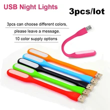 

10 Colors Flexible USB LED Night Lights Power Bank PC Computer Kids Bedroom Reading Light LED Lamp Bulb Tube Mini USB Nightlight