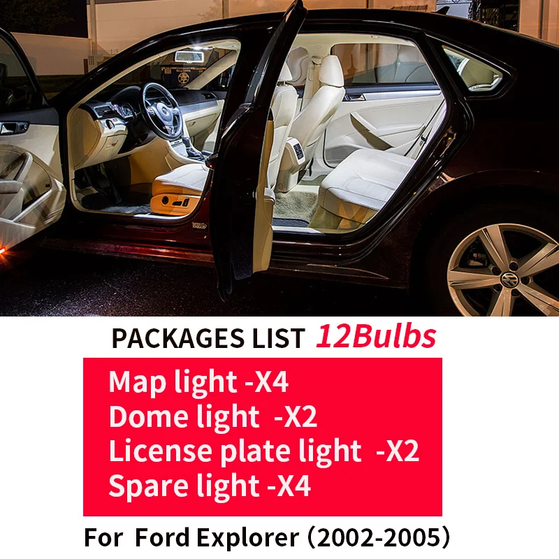 12 шт. белые светодиодные лампы посылка автомобиля Ford Explorer 2002 2003 2004 2005|Сигнальная