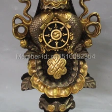 1" Тибет Буддизм Фиолетовый Бронзовый 24 К Золота Чистого Серебра 8 Благоприятный Символ Статуя