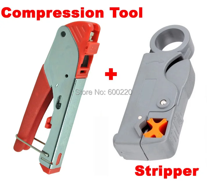 

RG59/4C RG6/5C F-Type Waterproof Connectors Compression Crimping Tool with two exchangeable head,coaxial cable stripper