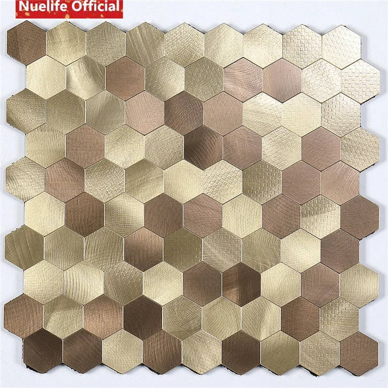 Color metal mosaic pattern 3D wall stickers living room bedroom tile background wall kitchen bathroom wood mosaic wall stickers