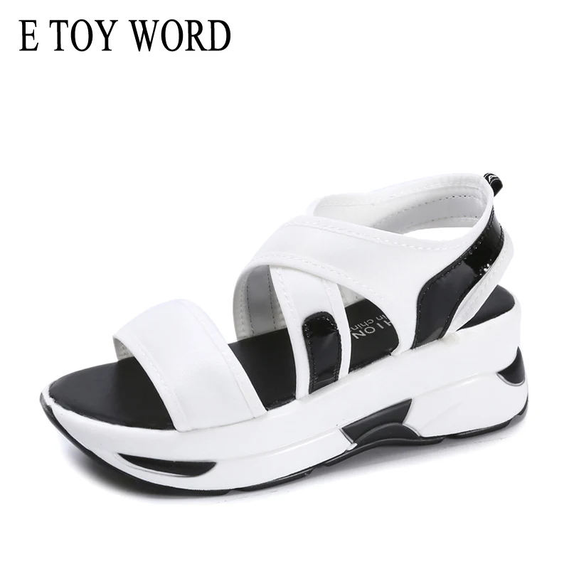 

E TOY WORD Women's Summer Shoes Platform Sandals Casual Shoes Female comfortable wedges Sandals White Black Women Sandals