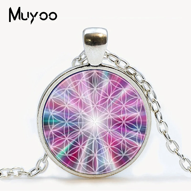 Новый Модный кулон цветок жизни ожерелье круглый стеклянный s Lampwork из муранского