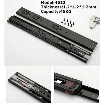 

push to open rebound heavy 3 folds ball bearing furniture drawer slide side mount full extension