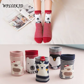 

5 Pairs Warm Panda Rabbit Penguin Animal Cute Christmas Socks Winter Meias Floor Funny Socks Women Sleep Kawaii Skarpetki Sokken