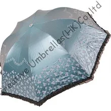 Женская летняя обувь солнца, солнцезащитный крем, UPF> 50+, принцесса зонтик, 8 ребер, черное покрытие, карман зонтик, УФ-защита, арочные завязки