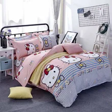 Классический комплект постельных принадлежностей Размер 5 hello комплект кошка Комплект постельного белья 4 шт./компл. постельное белье пастырской простыня AB сбоку пододеяльник кровать