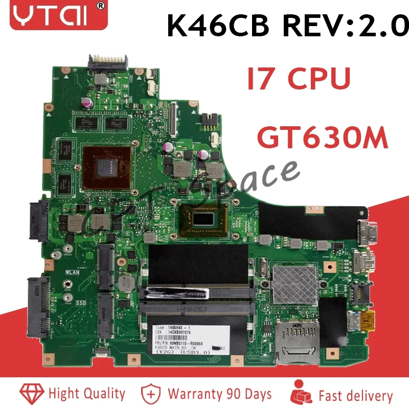 

K46CB Motherboard CPU I7 GT630M For ASUS k46CB k46CM S46C A46C Laptop motherboard K46CB Mainboard K46CB Motherboard test 100% OK