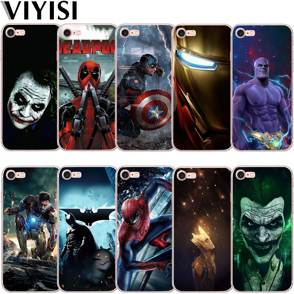 

VIYISI Phone Case For Apple iPhone X IPhone 7 case 8 6 6S Plus Cover 5 5S SE Etui Deadpool Iron Man Back Coque Capinha Joker