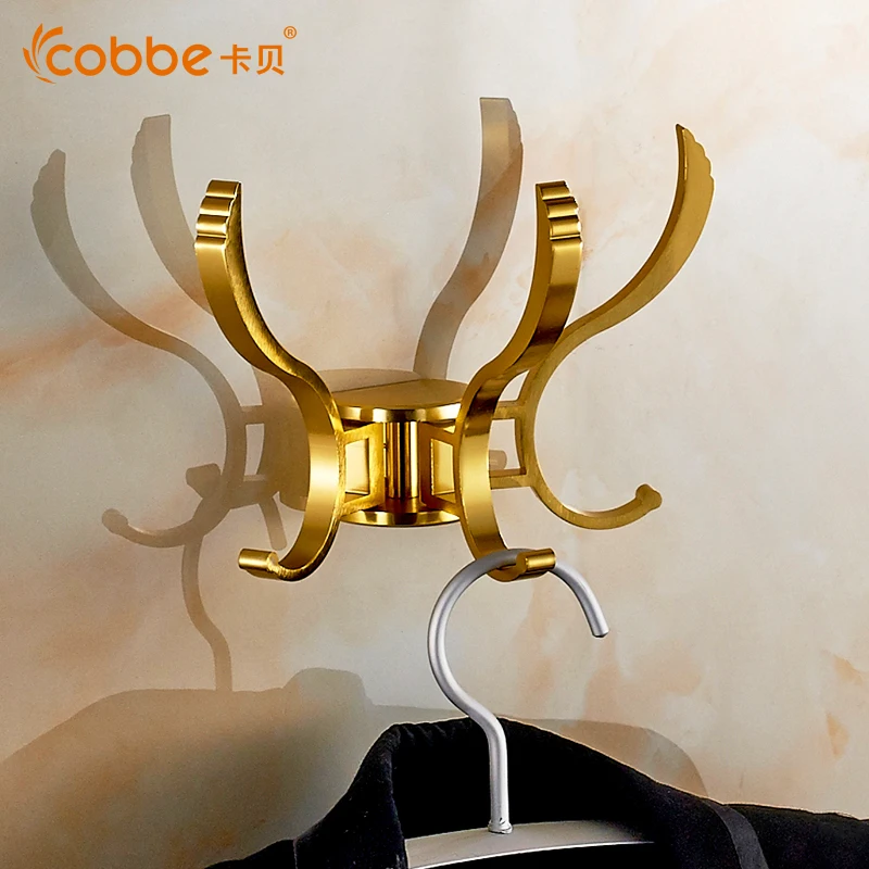 Modern Gold/Silver Coat Hanger Wall Mount Aluminum Bathroom Accessories