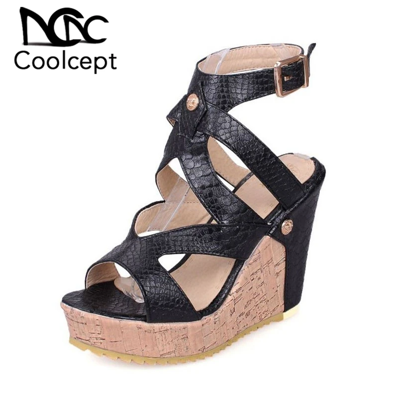 CoolCept Designer Wedges Sandals Women Gladiator Buckle Platform Shoes ...