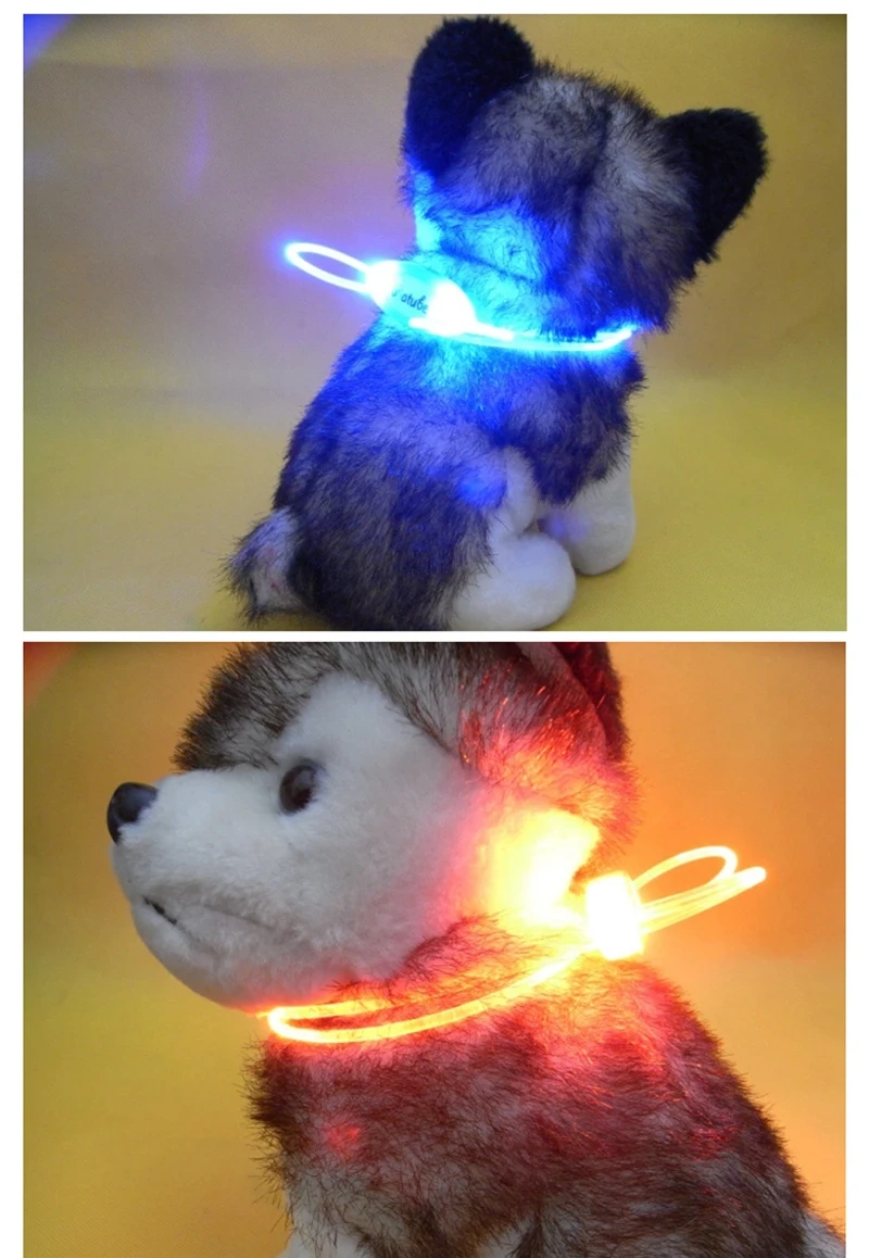 1 Pcs LED Pet Collar Adjustable Night Safety Dog Collar Luminous Light Up Pet Dog Bright Collar Leash Glow in  the Dark Outdoor