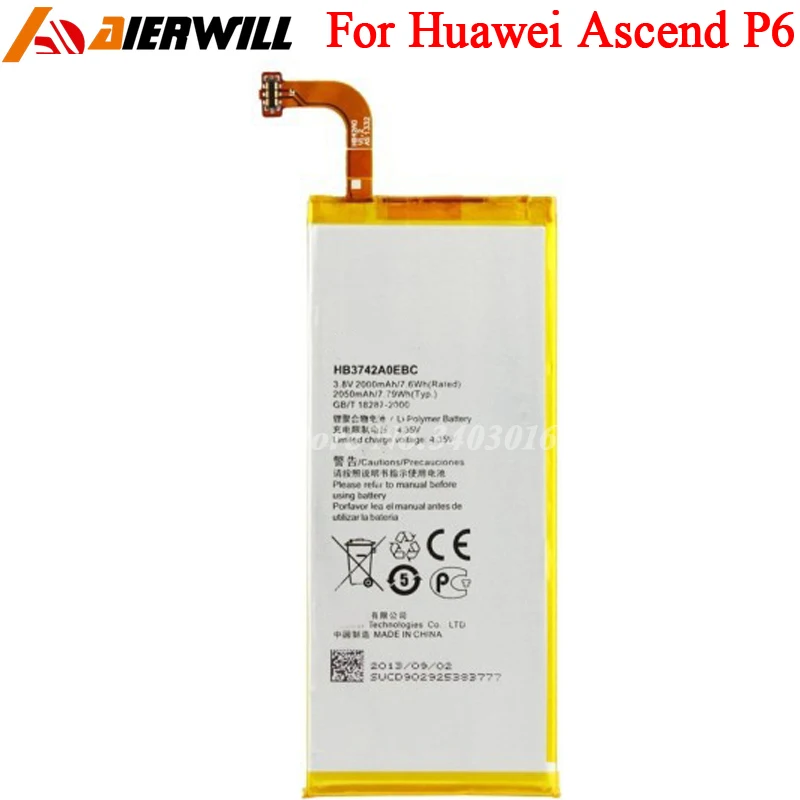 Аккумулятор 2000 мАч HB3742A0EBC для Huawei Ascend P6 P6-U06 p6-c00 p6-T00/ G6 G620 G621 G620s G630 аккумулятор |