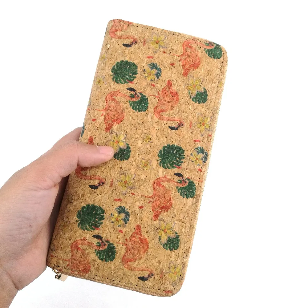 wooden cork wallet flamingo 01