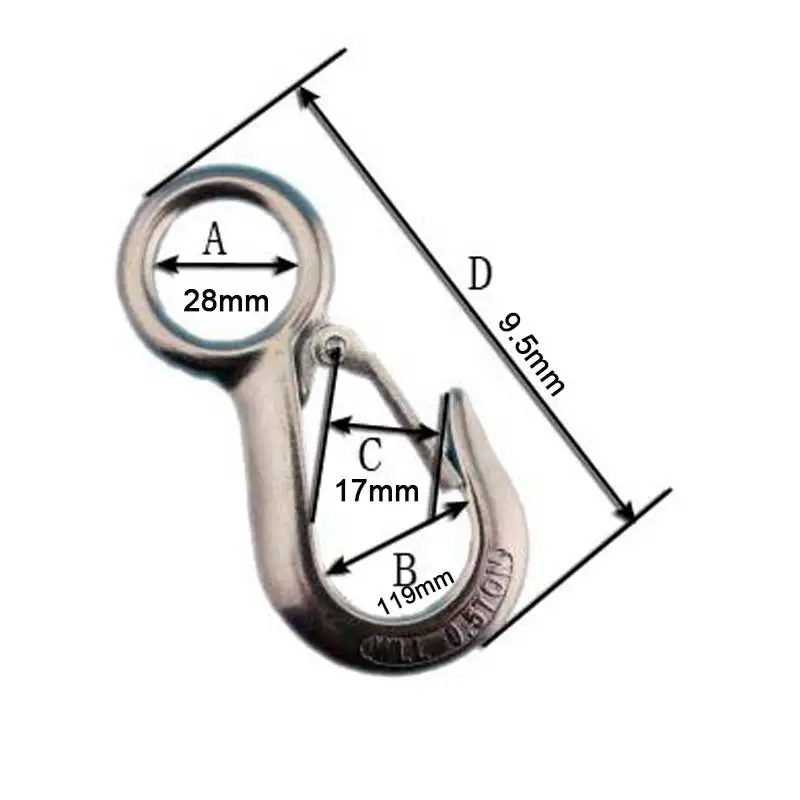 2 шт./компл. 304 нержавеющая сталь большой глаз подъема груза защелкивающиеся крючки крюк крана с safetyморской такелаж Аппаратные аксессуары