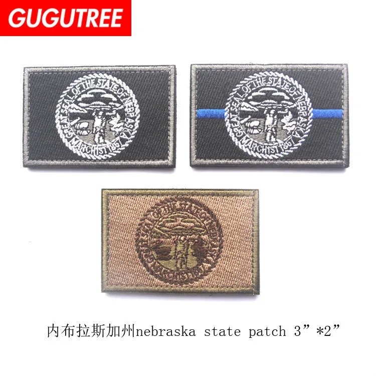 

GUGUTREE embroidery HOOK&LOOP nebraska flag Patch state flag patches badges applique patches for clothing AD-395