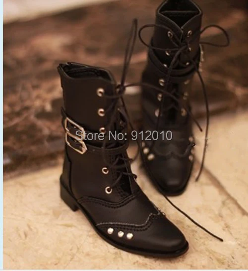 Handsome Black Rivet Leather Boots for BJD Doll 1 4 1 3 SD17 Uncle SSDF Shoes