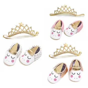 

Pretty Baby Girl Shoes Newborn Baby Girl Anti-Slip Soft Sole Crib Shoes Tassel Moccasin Prewalkers Shoes With Sequins Headband