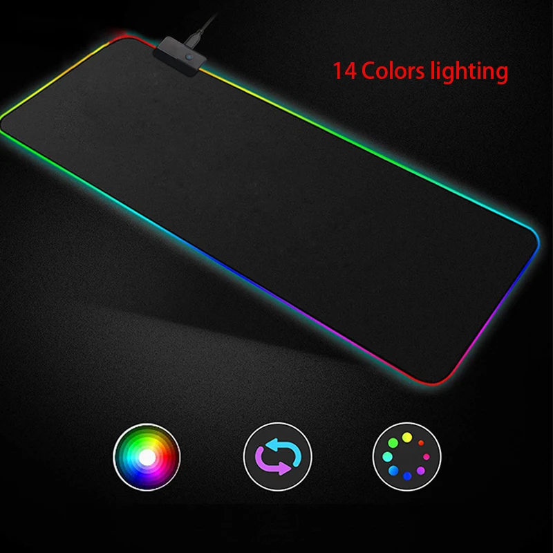 Большой игровой RGB коврик для мыши 14 цветов светодиодный rgb Освещение 1,8 м USB кабельная клавиатура Коврик для мыши с заблокированным краем 800*300 Противоскользящий