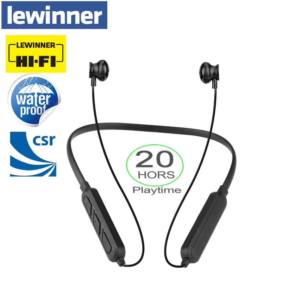 Lewinner X7 plus Bluetooth Earphone Built-in Mic Wireless Lightweight Neckband Sport Headphone earbuds stereo auriculares