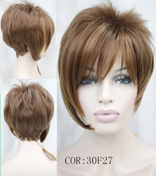 heißer verkauf pixie cut kunsthaar perücken für frauen kurze glatte haare  auburn perücken mit bangs10pcs/los freies verschiffen