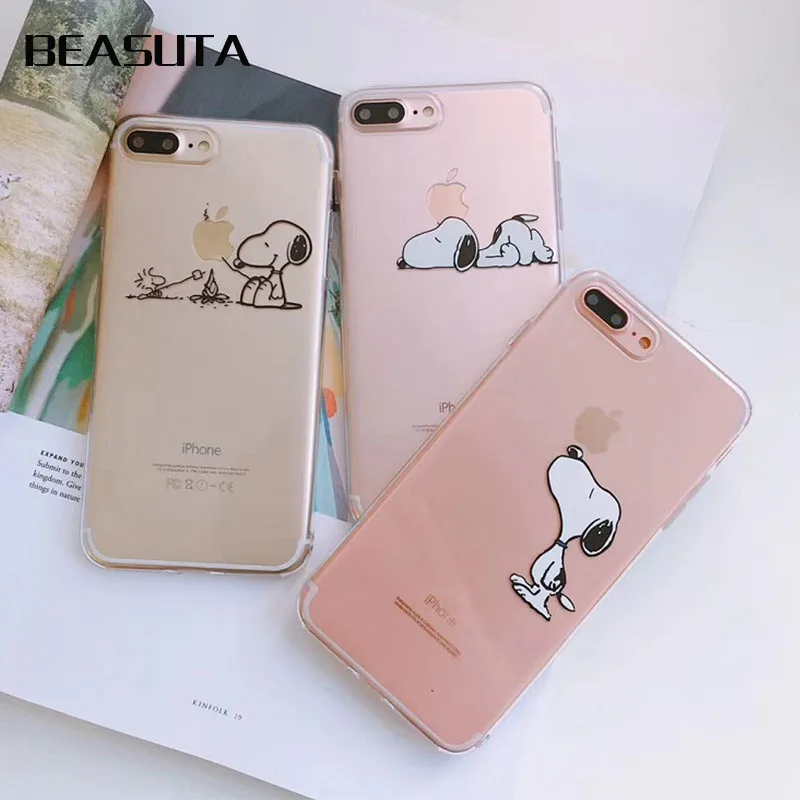

Cute Drawing Snoopys Transparent Phone case For iphone 7 Case For iphone X Xs XR Xs Max 6S 6 7 8 Plus Snoopys Soft Cover Cases