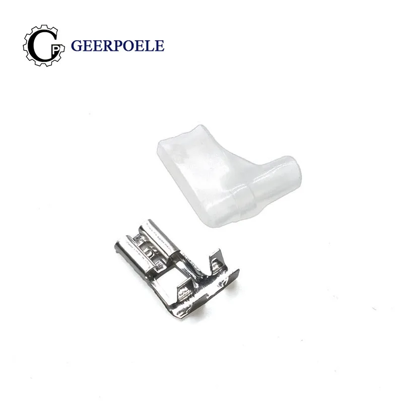 

50 pair/lot 4.8 Flag-Shaped With Jacket Crimp Terminal Cold Pressed Terminal Male Tin Plating