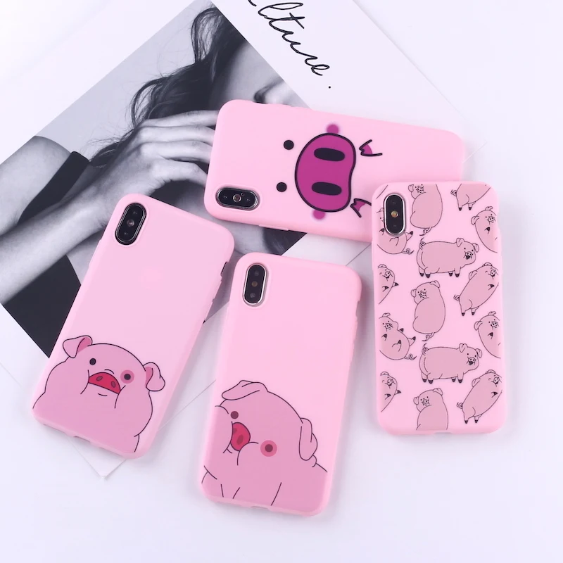 

Cute Piglet Piggy Cartoon Animals Soft Silicone Candy Case Coque For iPhone 11 Pro Max 6 5S 8 8Plus X XS Max 7 7Plus